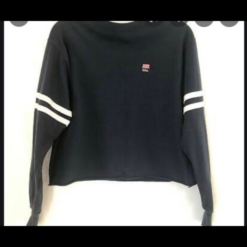 Brandy Melville Navy Blue Cropped Sweatshirt - Picture 2 of 8